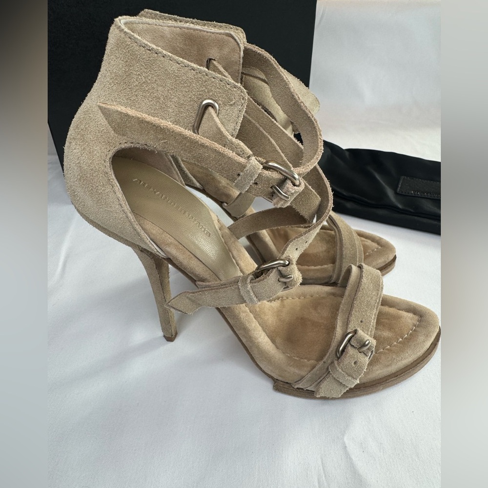 Alexander Wang Stella Stiletto Sandal in Tan Suede Size 37